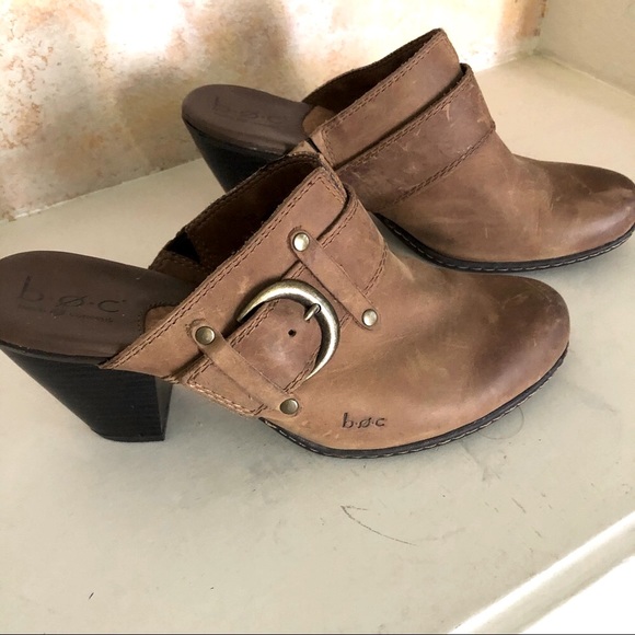 b.o.c. Shoes - B.O.C. Born of Concept Clogs Mule Beach Leather Comfort Size 8 Distressed Brown